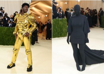 Armadura dorada para Lil Nas X, toda negra para Kim Kardashian en la Met Gala